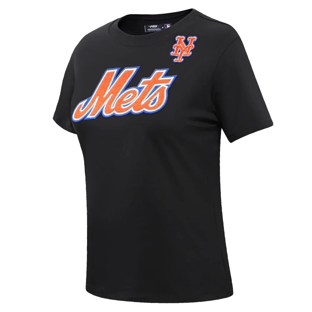 MLB NEW YORK METS CLASSIC SHORT SLEEVE WOMEN'S SINGLE JERSEY SLIM FIT TOP (BLACK) - Image 2