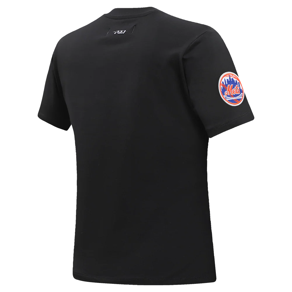 MLB NEW YORK METS CLASSIC SHORT SLEEVE WOMEN'S SINGLE JERSEY SLIM FIT TOP (BLACK) - Image 3