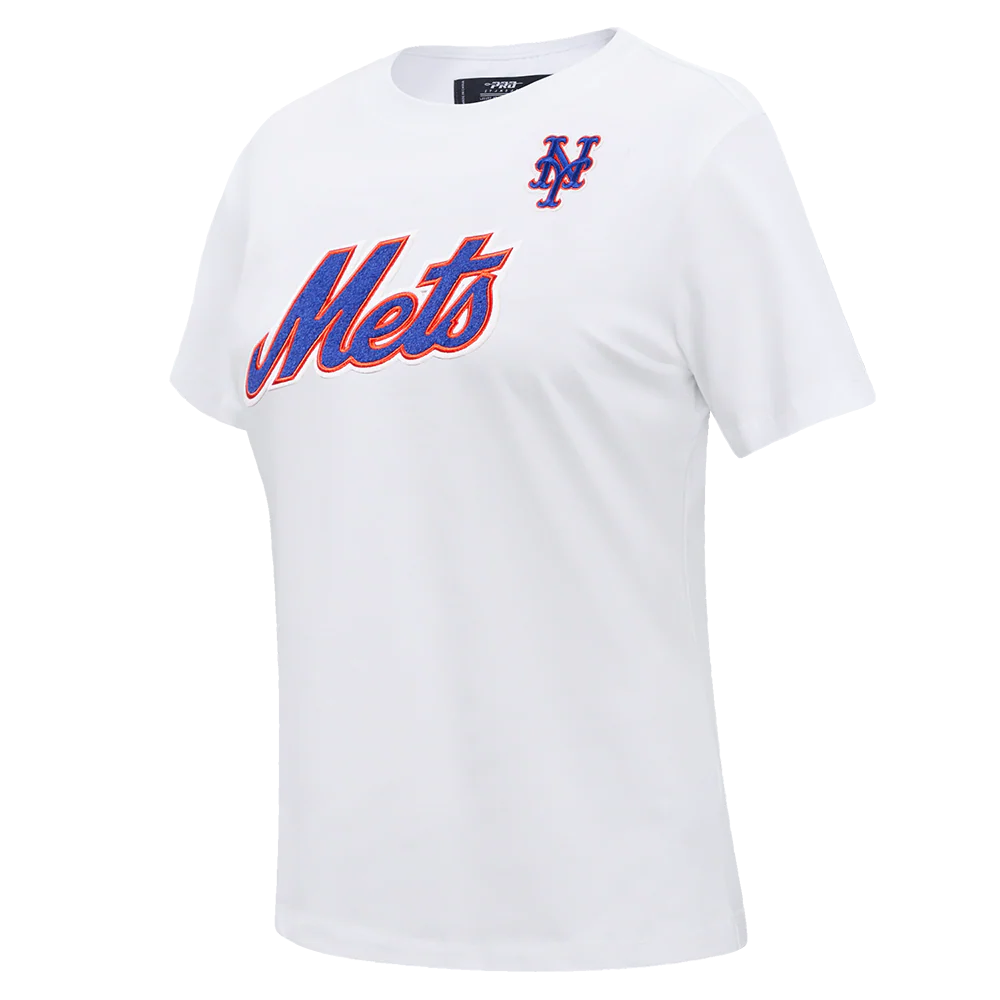MLB NEW YORK METS CLASSIC SHORT SLEEVE WOMEN'S SINGLE JERSEY SLIM FIT TOP (WHITE) - Image 2