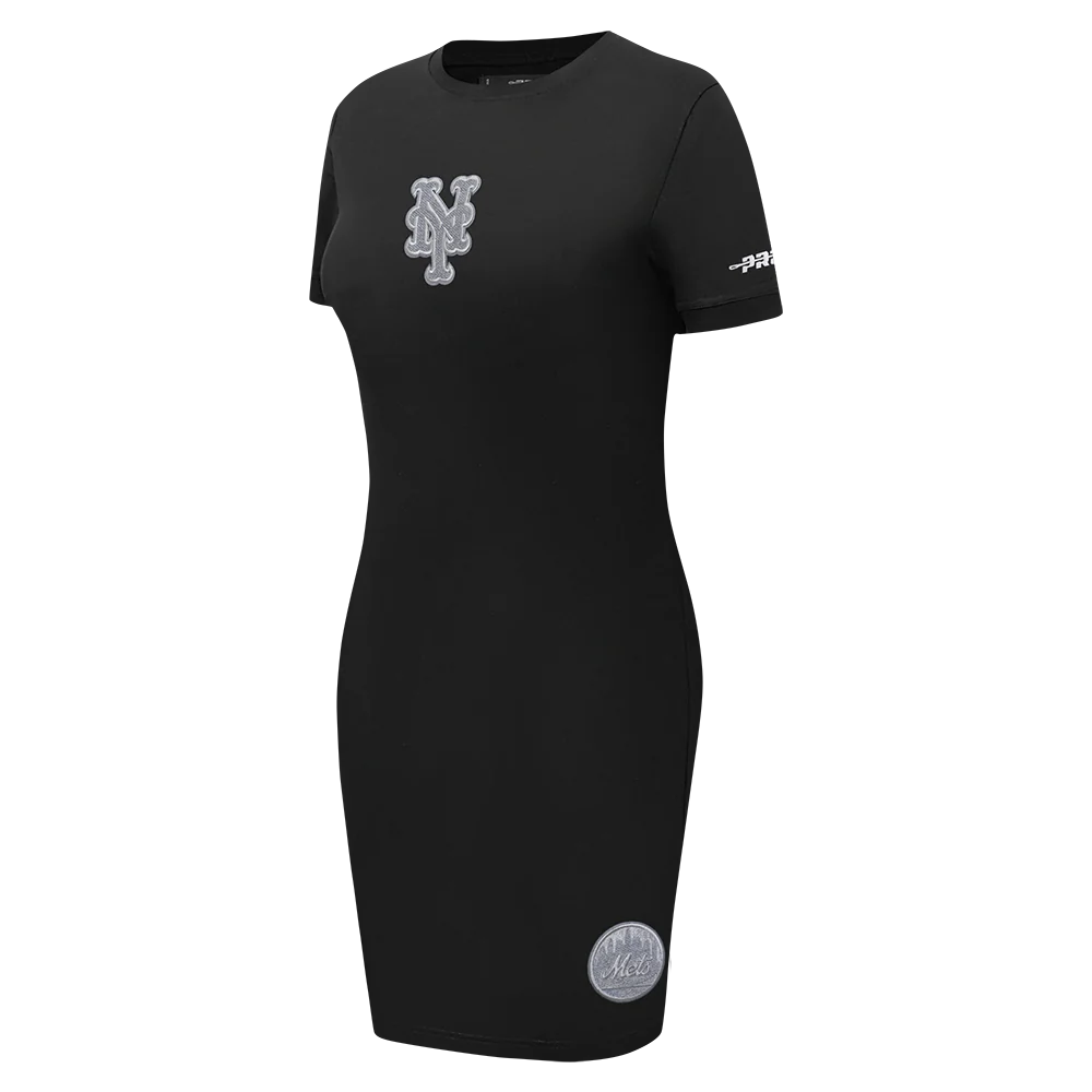 MLB NEW YORK METS REVERSE FRENCH TERRY WOMEN'S BODYCON DRESS (BLACK) - Image 4