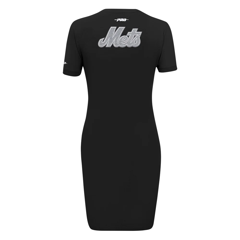 MLB NEW YORK METS REVERSE FRENCH TERRY WOMEN'S BODYCON DRESS (BLACK) - Image 5