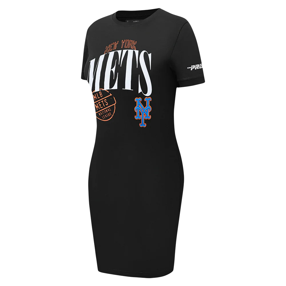 MLB NEW YORK METS STAMPED WOMEN'S BODY CON DRESS (BLACK) - Image 3