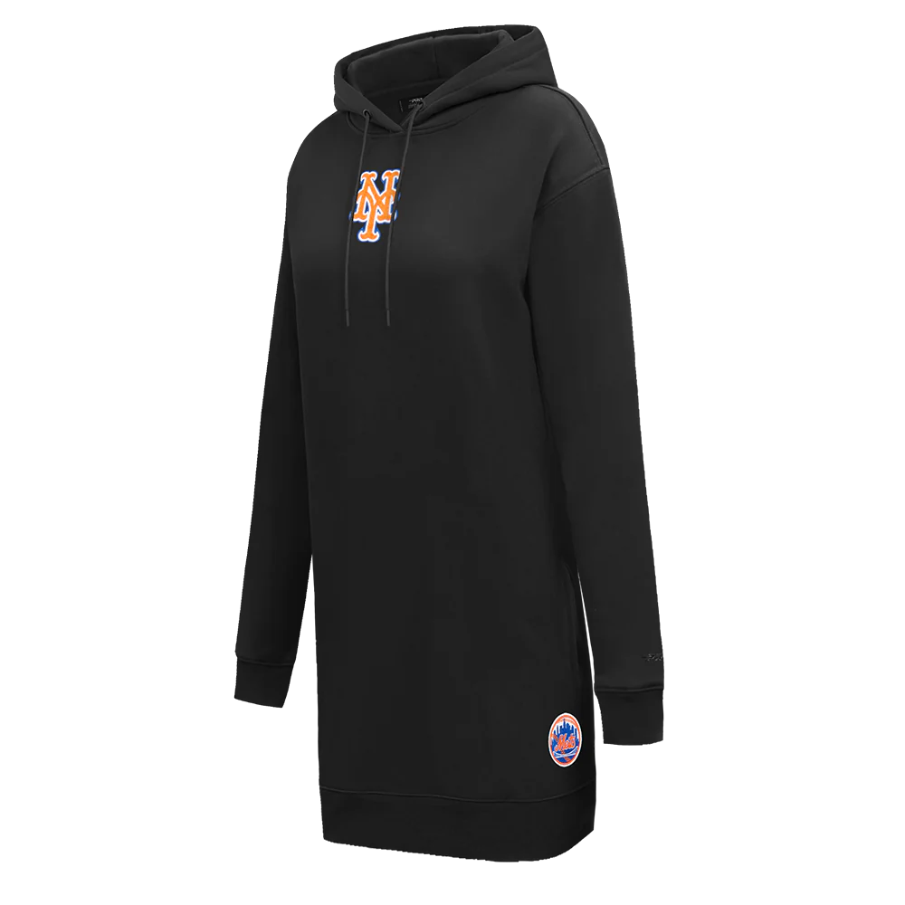 MLB NEW YORK METS CLASSIC WOMEN'S FLEECE HOODIE DRESS (BLACK) - Image 2