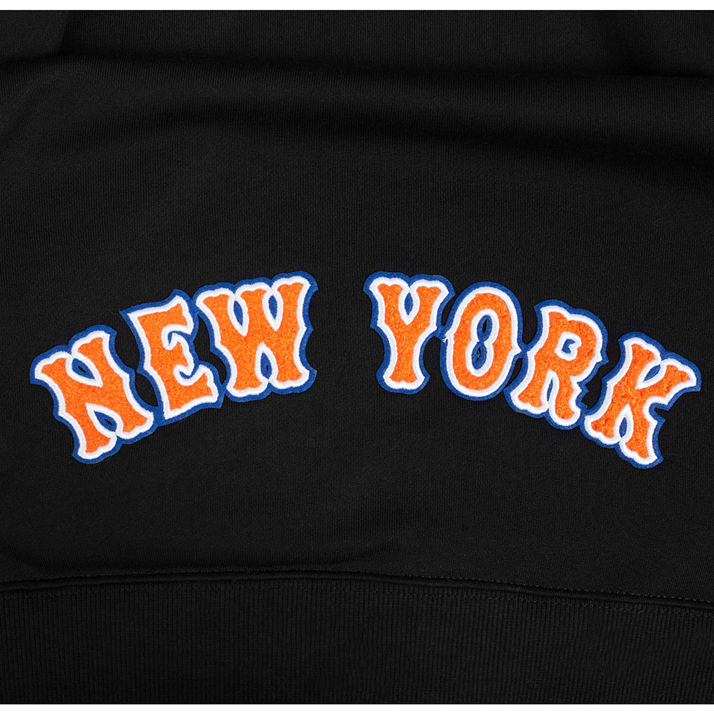 MLB NEW YORK METS CLASSIC WOMEN'S FLEECE HOODIE DRESS (BLACK) - Image 8