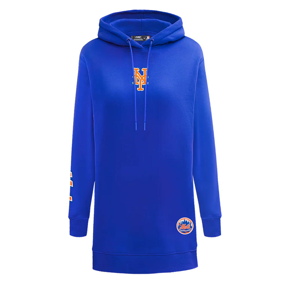MLB NEW YORK METS CLASSIC WOMEN'S FLEECE HOODIE DRESS (ROYAL BLUE)