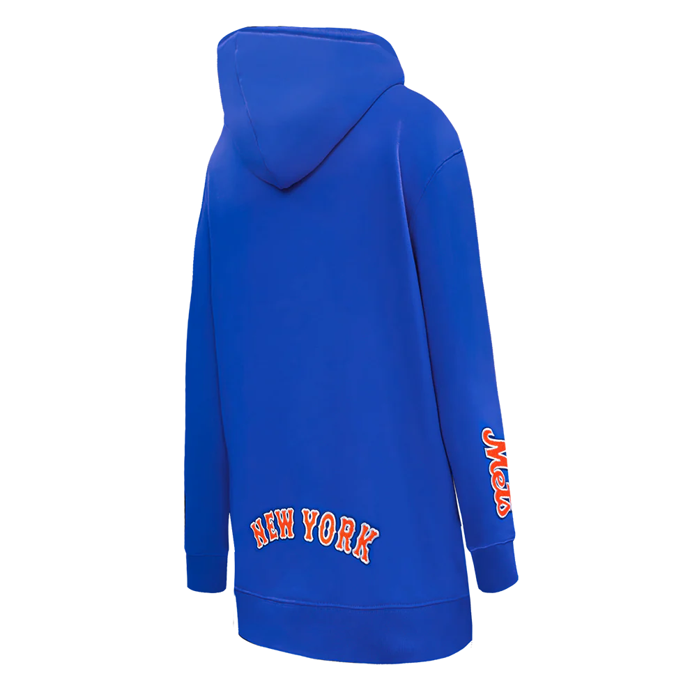 MLB NEW YORK METS CLASSIC WOMEN'S FLEECE HOODIE DRESS (ROYAL BLUE) - Image 4