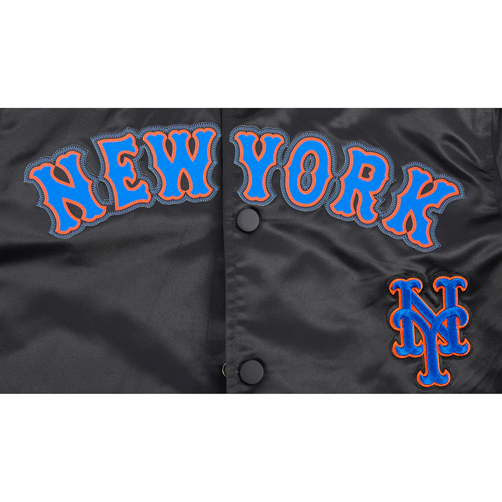 MLB NEW YORK METS CLASSIC BIG BOYS SATIN JACKET (BLACK) - Image 5