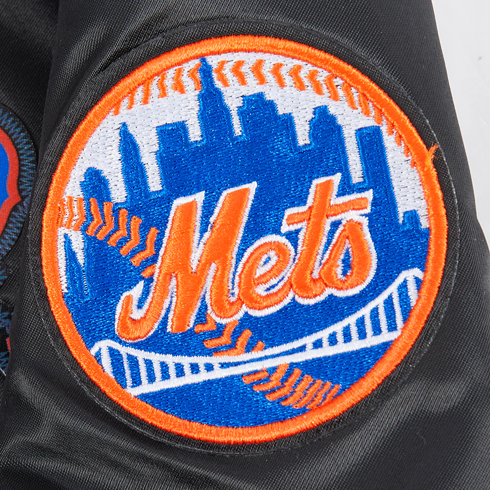 MLB NEW YORK METS CLASSIC BIG BOYS SATIN JACKET (BLACK) - Image 7