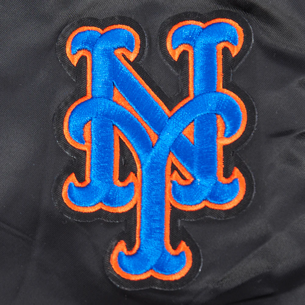 MLB NEW YORK METS CLASSIC BIG BOYS SATIN JACKET (BLACK) - Image 8