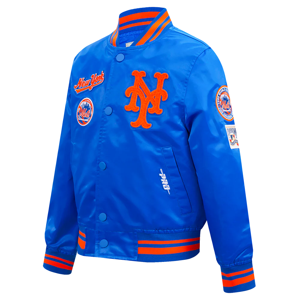 MLB NEW YORK METS RETRO CLASSIC BIG BOYS RIB SATIN JACKET (ROYAL/ORANGE/ROYAL) - Image 2