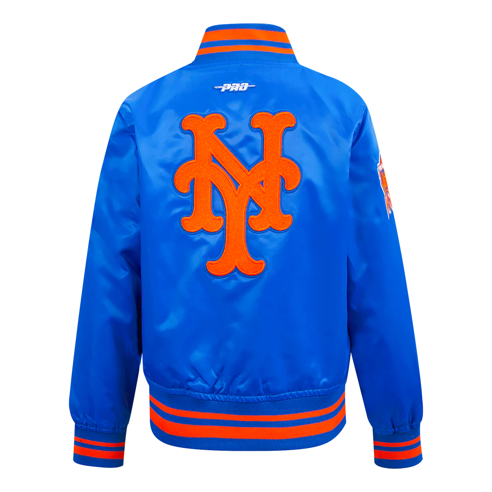 MLB NEW YORK METS RETRO CLASSIC BIG BOYS RIB SATIN JACKET (ROYAL/ORANGE/ROYAL) - Image 3