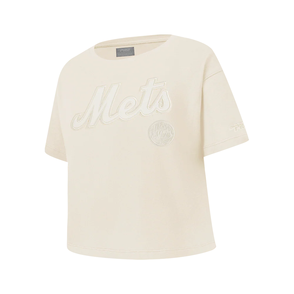 MLB NEW YORK METS NEUTRAL BIG GIRL'S SS BOXY TEE (EGGSHELL) - Image 3