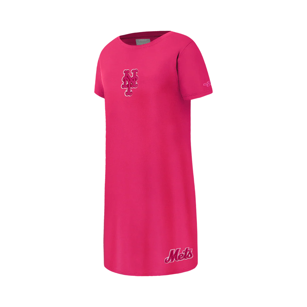 MLB NEW YORK METS CLASSIC TRIPLE PINK BIG GIRL'S  TEE DRESS (BEETROOT PURPLE) - Image 2