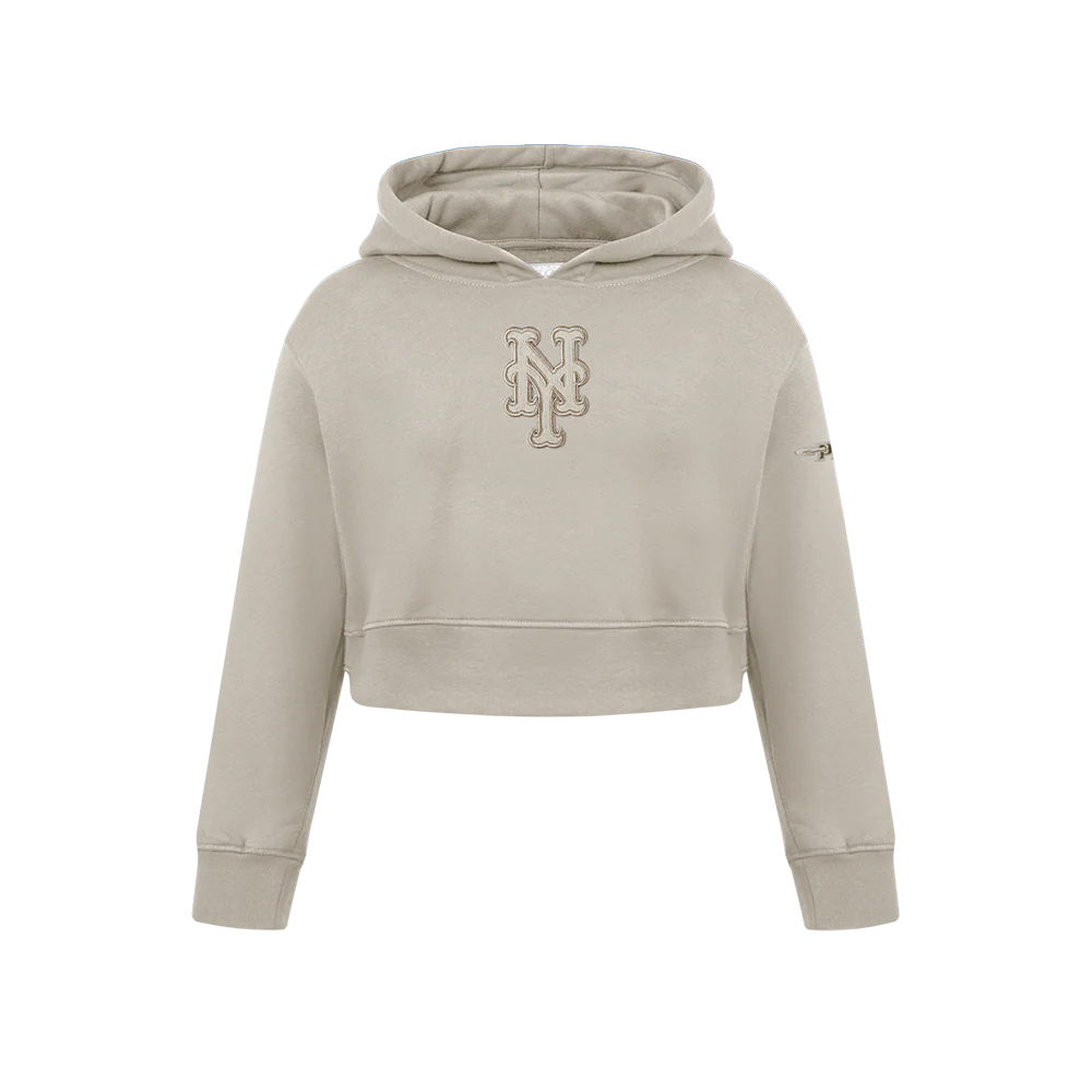 MLB NEW YORK METS NEUTRAL BIG GIRLS FLEECE PO HOODIE (TAUPE)