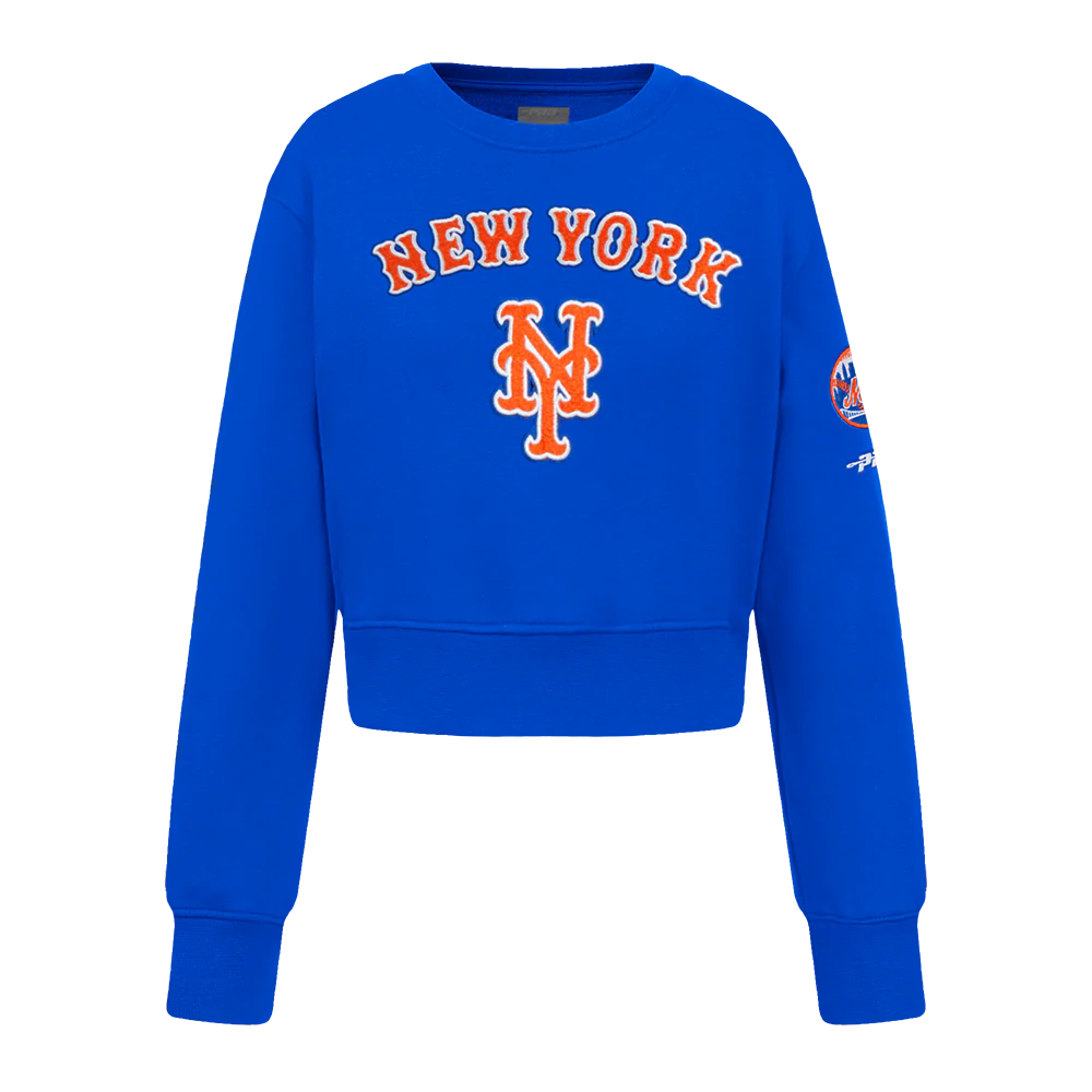 MLB NEW YORK METS CLASSIC BIG GIRLS FLEECE CREWNECK (ROYAL BLUE)