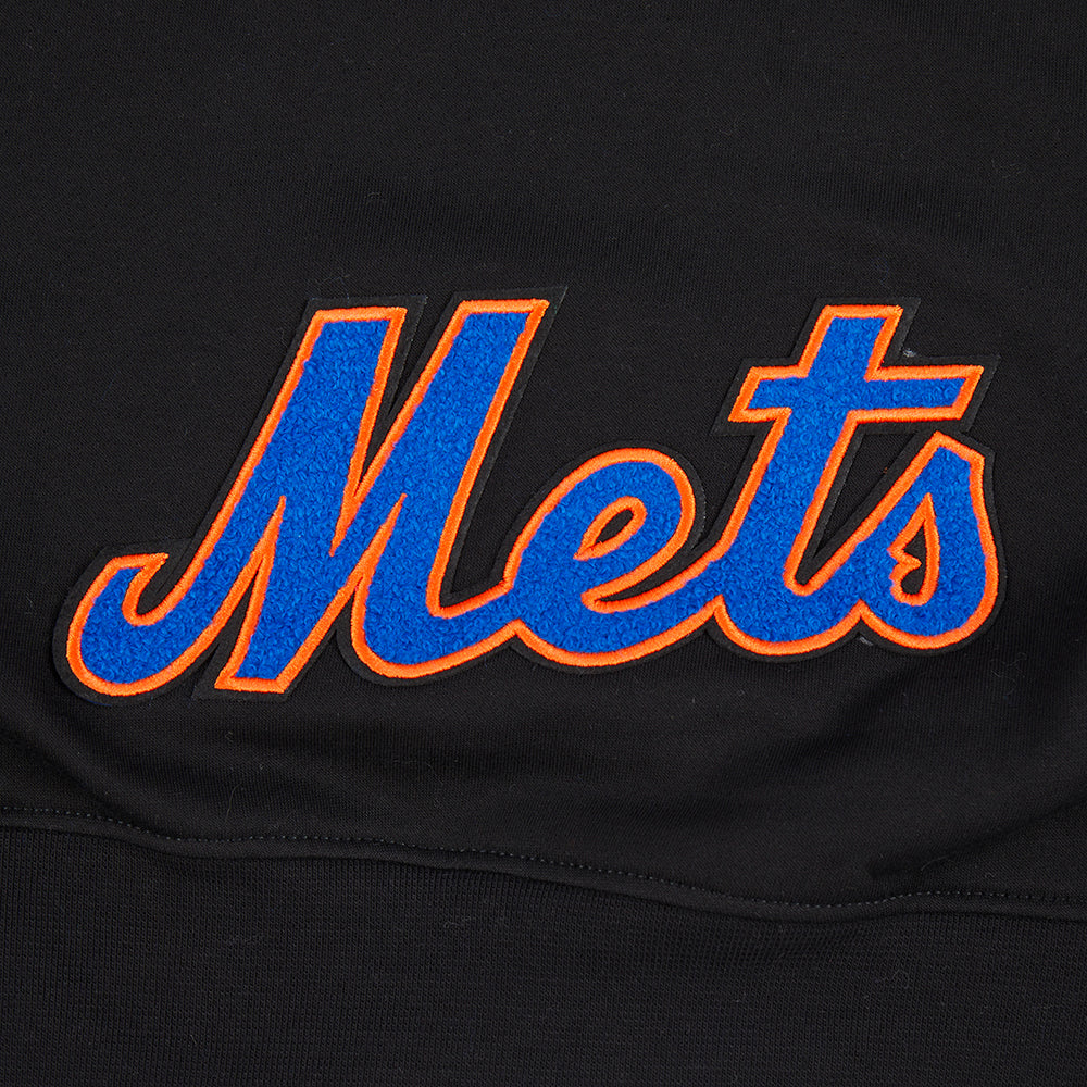 MLB NEW YORK METS CLASSIC BIG GIRLS FLEECE FZ HOODIE (BLACK) - Image 7