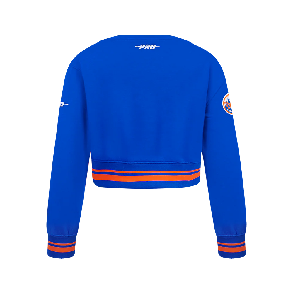 MLB NEW YORK METS RETRO CLASSIC BIG GIRLS RIB FLEECE CREWNECK (ROYAL/ORANGE/ROYAL) - Image 3