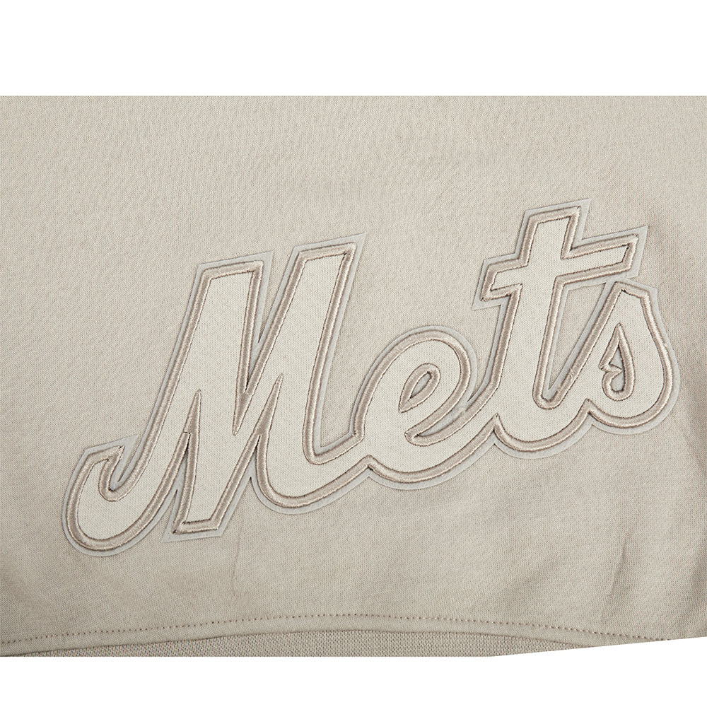 MLB NEW YORK METS NEUTRAL BIG GIRL'S FLEECE PO HOODIE (TAUPE) - Image 5