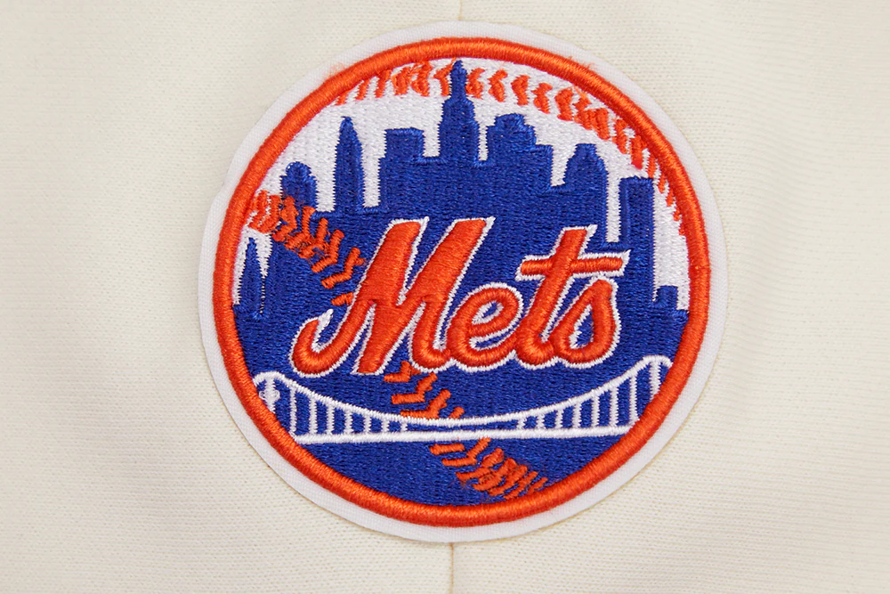 MLB NEW YORK METS RETRO CLASSIC WOMEN'S RIB CROPPED PULLOVER HOODIE (EGGSHELL/ROYAL BLUE) - Image 5