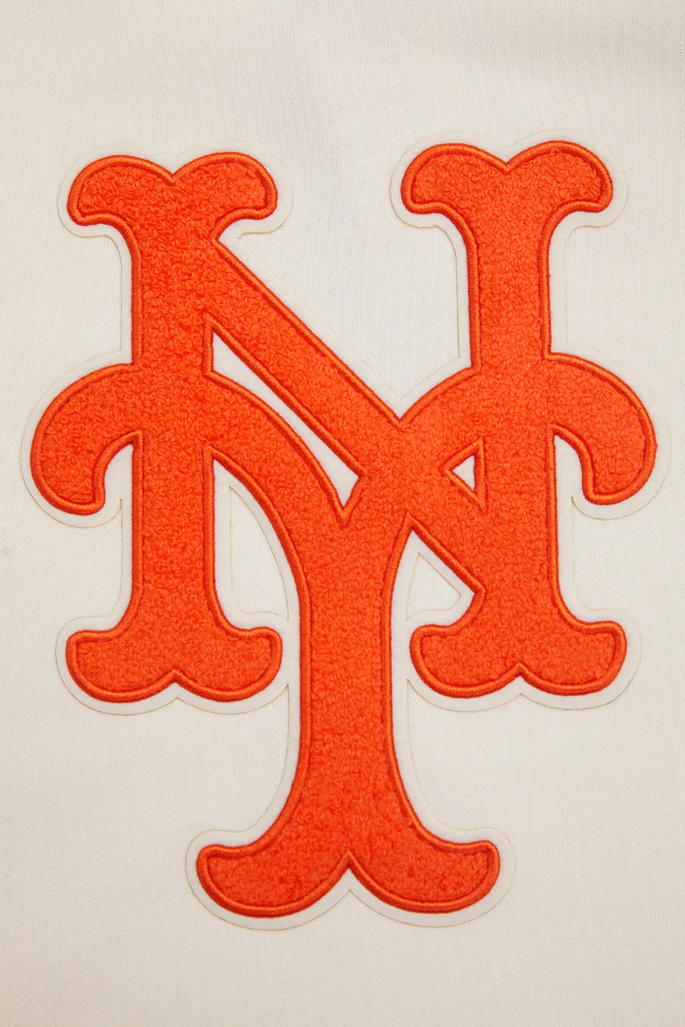 MLB NEW YORK METS RETRO CLASSIC WOMEN'S RIB CROPPED PULLOVER HOODIE (EGGSHELL/ROYAL BLUE) - Image 6