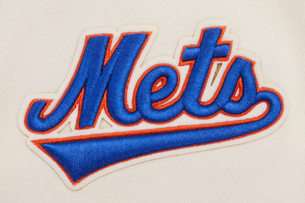 MLB NEW YORK METS RETRO CLASSIC WOMEN'S RIB CROPPED PULLOVER HOODIE (EGGSHELL/ROYAL BLUE) - Image 7