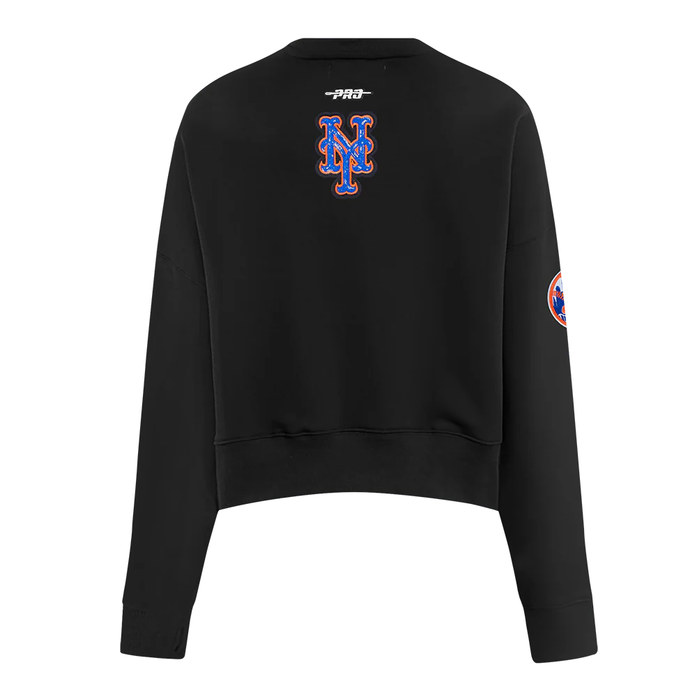 MLB NEW YORK METS GAME DAY CLASSICS WOMEN'S DOUBLE KNIT CREWNECK (BLACK) - Image 5