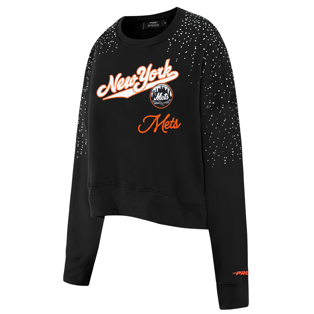 MLB NEW YORK METS LEGACY WOMEN'S FLC CREWNECK (BLACK) - Image 3
