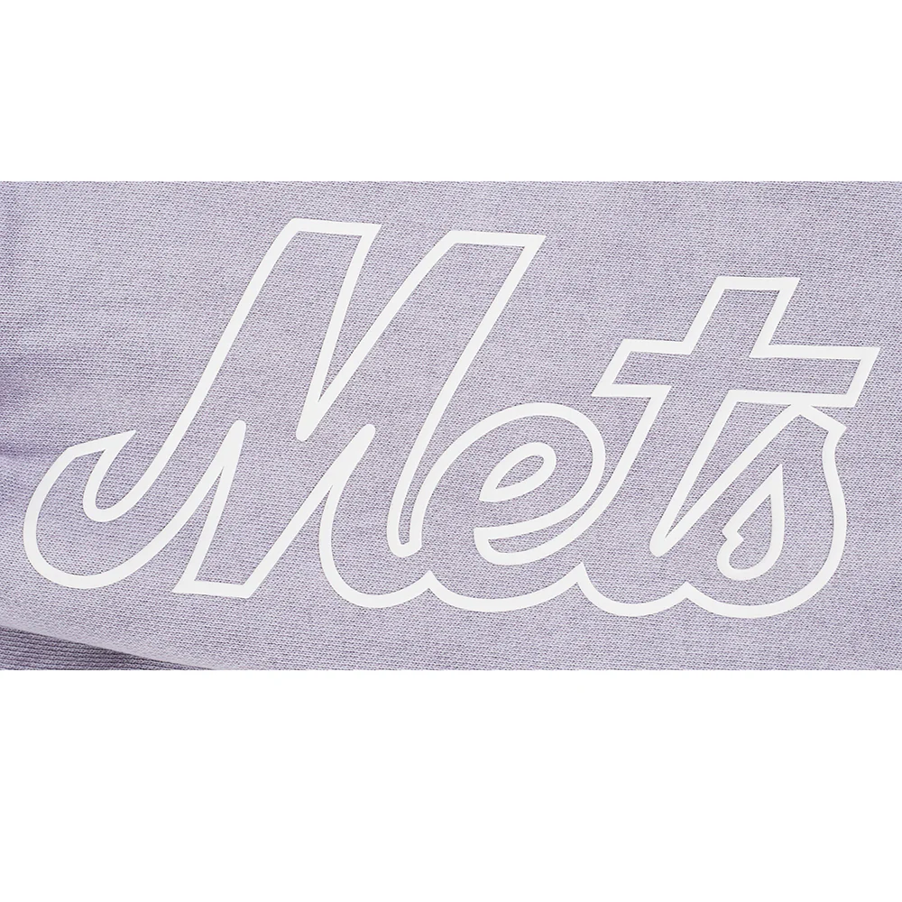 MLB NEW YORK METS STREET TEAM WOMEN'S ENZYME WASH FT CROPPED PO HOODIE (WASHED LILAC GRAY) - Image 5