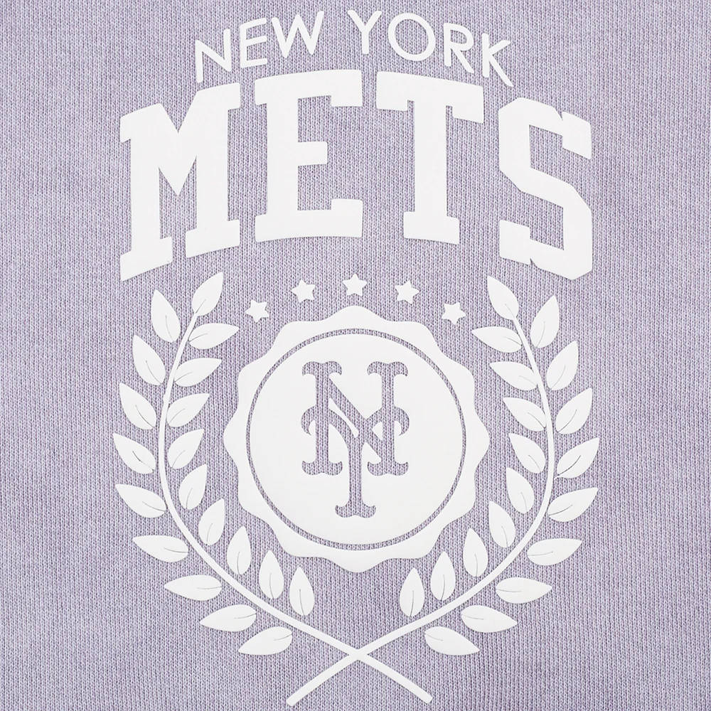MLB NEW YORK METS STREET TEAM WOMEN'S ENZYME WASH FT CROPPED PO HOODIE (WASHED LILAC GRAY) - Image 7