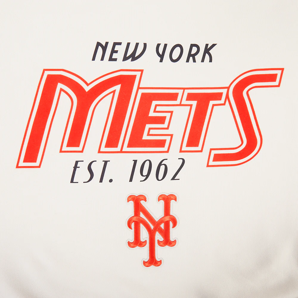 MLB NEW YORK METS PARADISE WOMEN'S CROPPED PULLOVER HOODIE (EGGSHELL) - Image 6