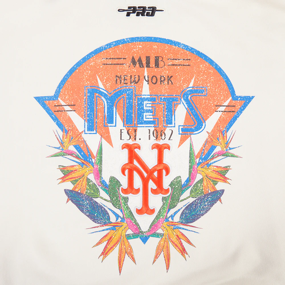 MLB NEW YORK METS PARADISE WOMEN'S CROPPED PULLOVER HOODIE (EGGSHELL) - Image 7