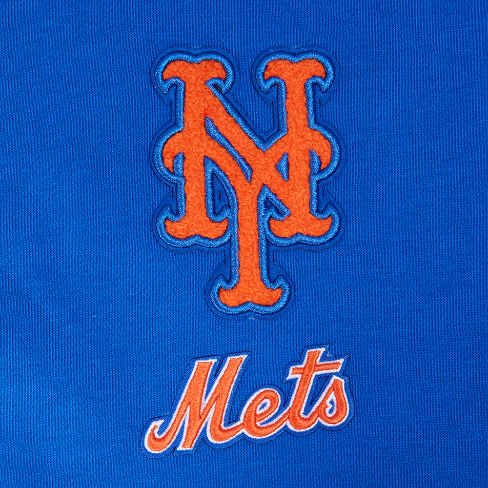 MLB NEW YORK METS CLASSIC CHENILLE WOMEN'S FLC CROPPED PO HOODIE (ROYAL BLUE) - Image 5