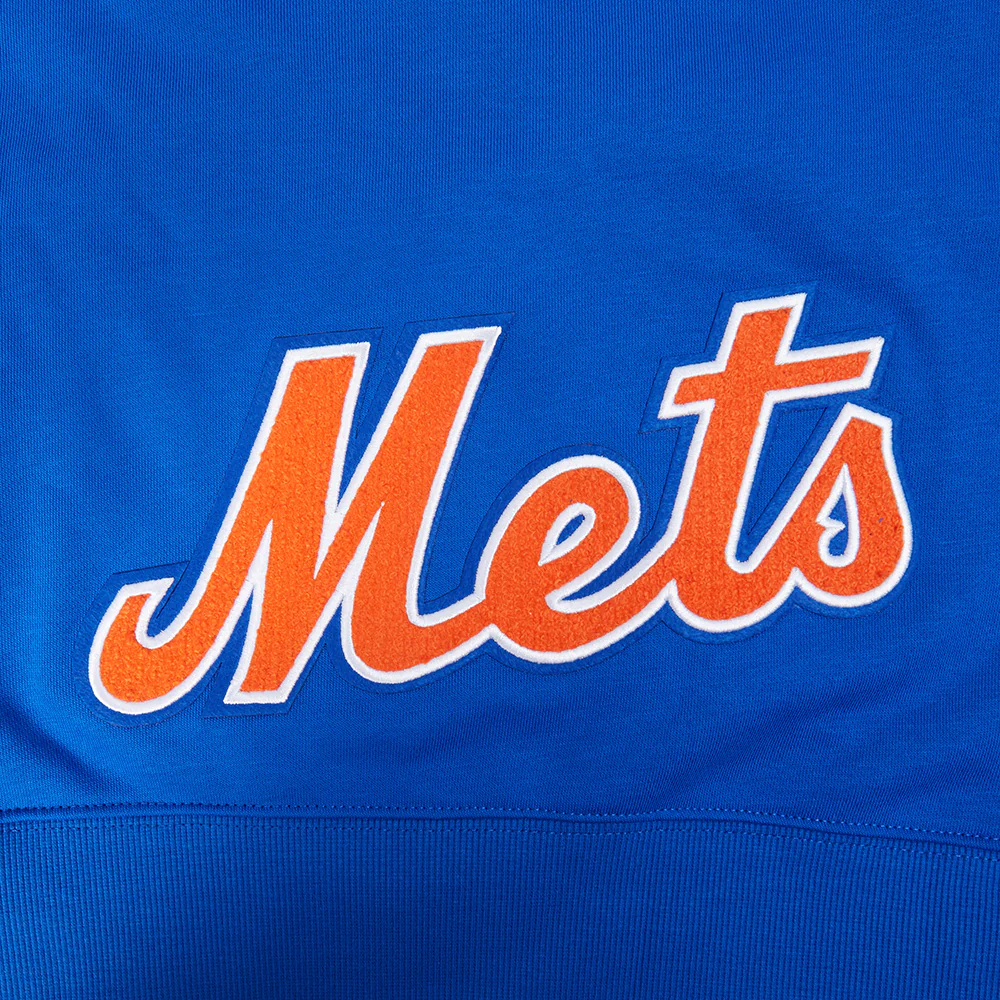 MLB NEW YORK METS CLASSIC CHENILLE WOMEN'S FLC CROPPED PO HOODIE (ROYAL BLUE) - Image 8