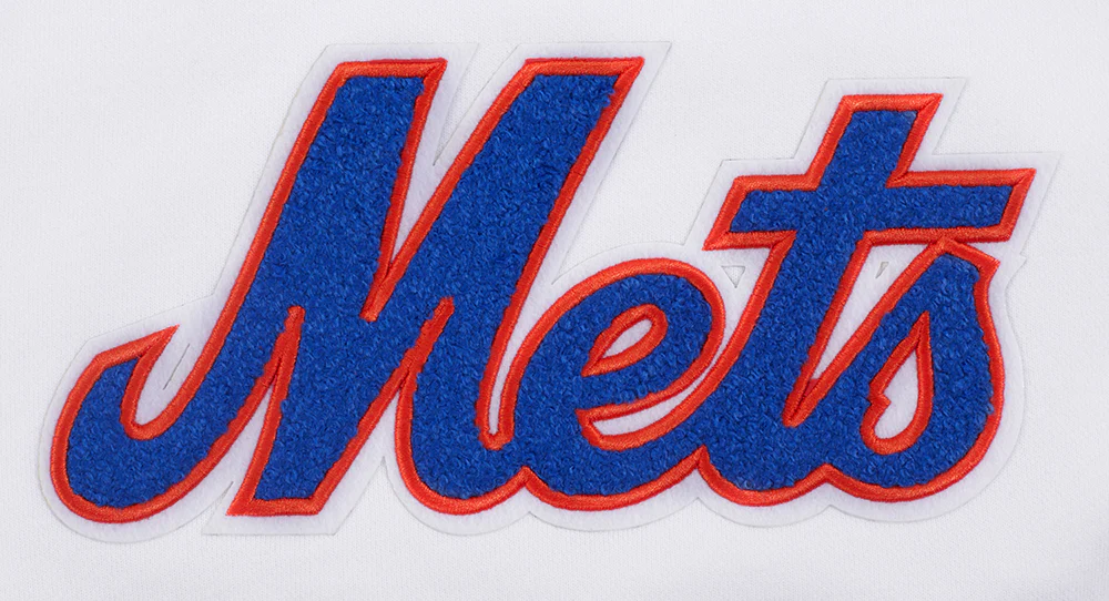 MLB NEW YORK METS CLASSIC WOMEN'S FLEECE CROPPED PULLOVER HOODIE (WHITE) - Image 5