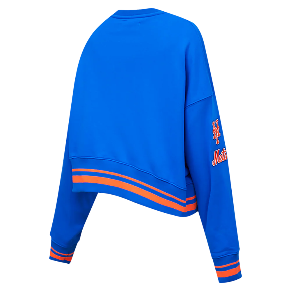 MLB NEW YORK METS MASHUP WOMEN'S RIB CREWNECK (ROYAL/ORANGE/ROYAL) - Image 3