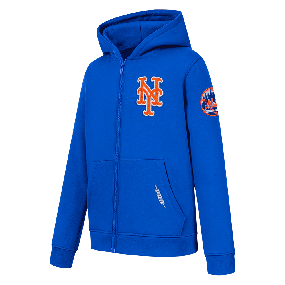 MLB NEW YORK METS CLASSIC LITTLE BOYS FLEECE FZ HOODIE (ROYAL BLUE) - Image 2