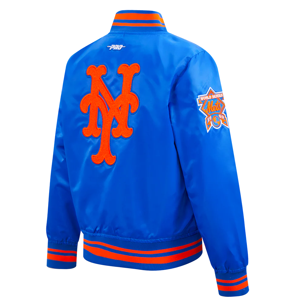 MLB NEW YORK METS RETRO CLASSIC LITTLE BOYS RIB SATIN JACKET (ROYAL/ORANGE/ROYAL) - Image 4