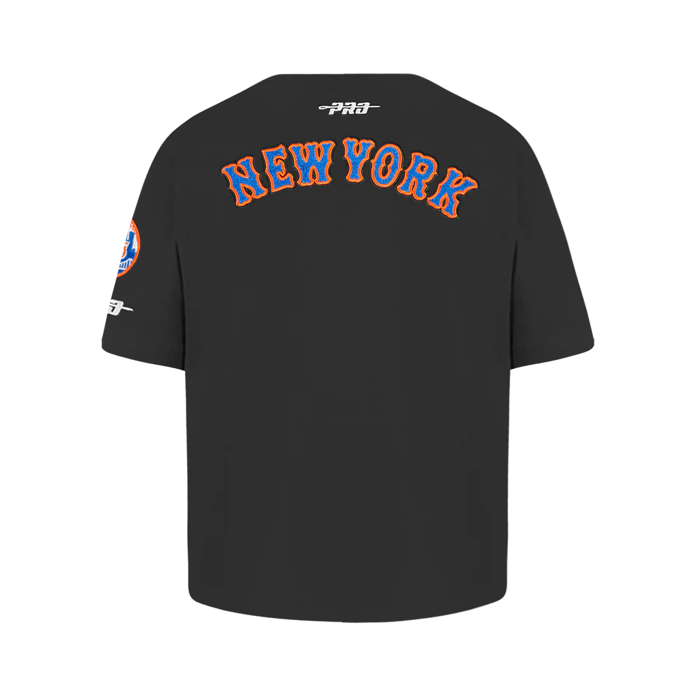 MLB NEW YORK METS CLASSIC LITTLE GIRLS SHORT SLEEVE BOXY TOP (BLACK) - Image 3