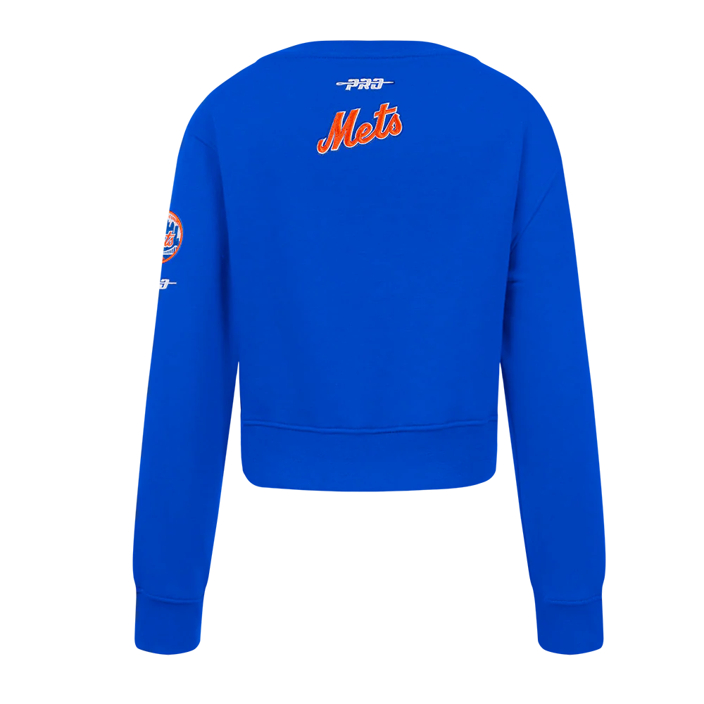 MLB NEW YORK METS CLASSIC LITTLE GIRLS FLEECE CREWNECK (ROYAL BLUE) - Image 3
