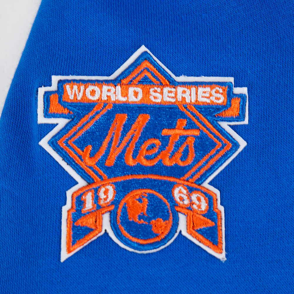 MLB NEW YORK METS RETRO CLASSIC TODDLER BOYS RIB FLEECE PULLOVER HOODIE (ROYAL/ORANGE/ROYAL) - Image 7