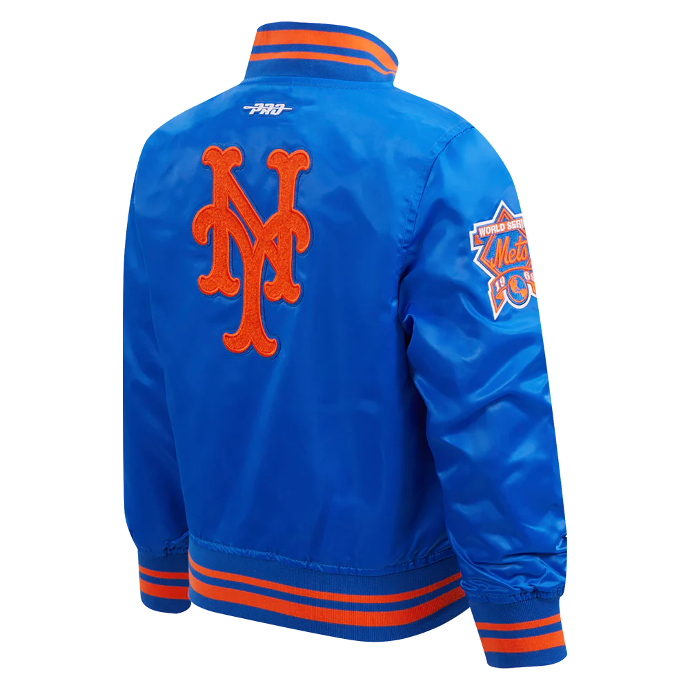 MLB NEW YORK METS RETRO CLASSIC TODDLER BOYS RIB SATIN JACKET (ROYAL/ORANGE/ROYAL) - Image 4