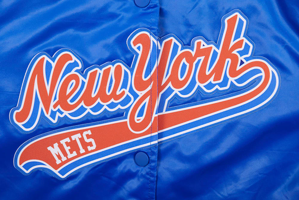 MLB NEW YORK METS SCRIPT TAIL WOMEN'S SATIN JACKET (ROYAL/ORANGE/ROYAL) - Image 6