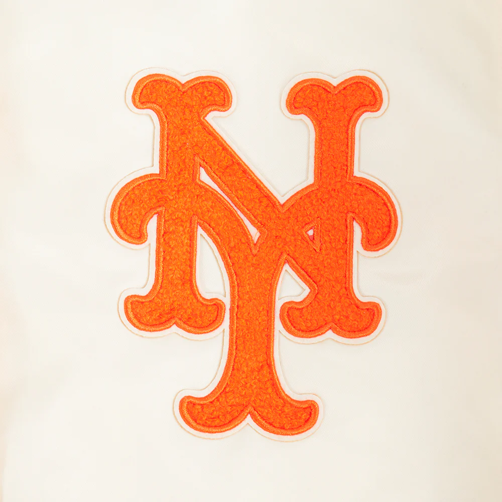 MLB NEW YORK METS RETRO CLASSIC WOMEN'S RIB SATIN JACKET (EGGSHELL/ROYAL BLUE) - Image 5