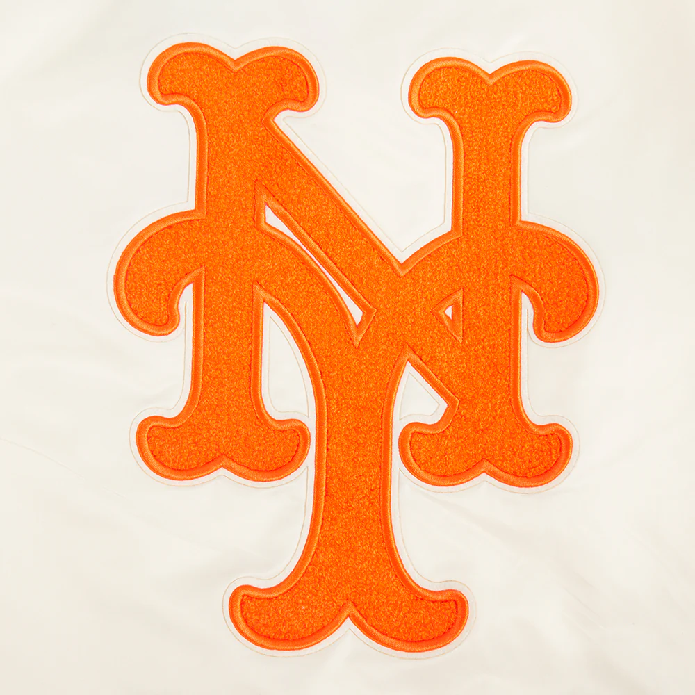 MLB NEW YORK METS RETRO CLASSIC WOMEN'S RIB SATIN JACKET (EGGSHELL/ROYAL BLUE) - Image 9