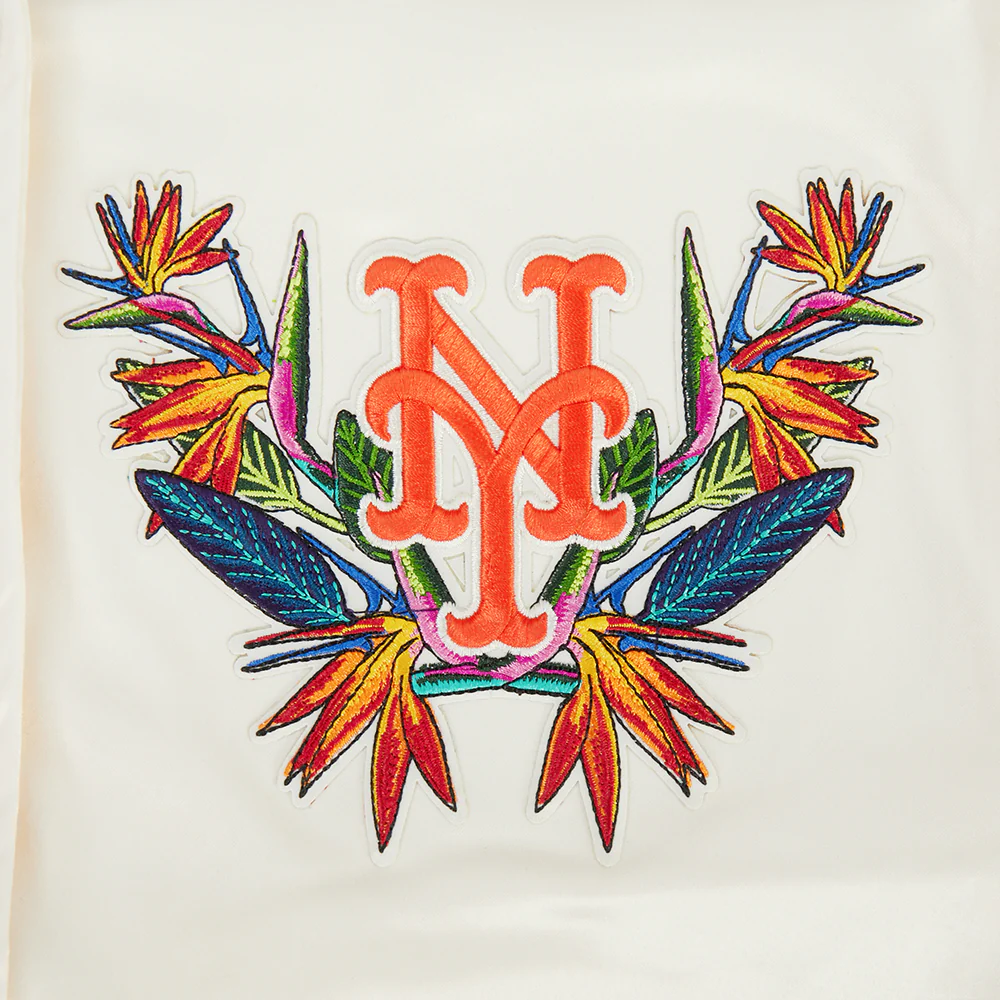 MLB NEW YORK METS PARADISE WOMEN'S SATIN JACKET (EGGSHELL/ BLACK) - Image 6