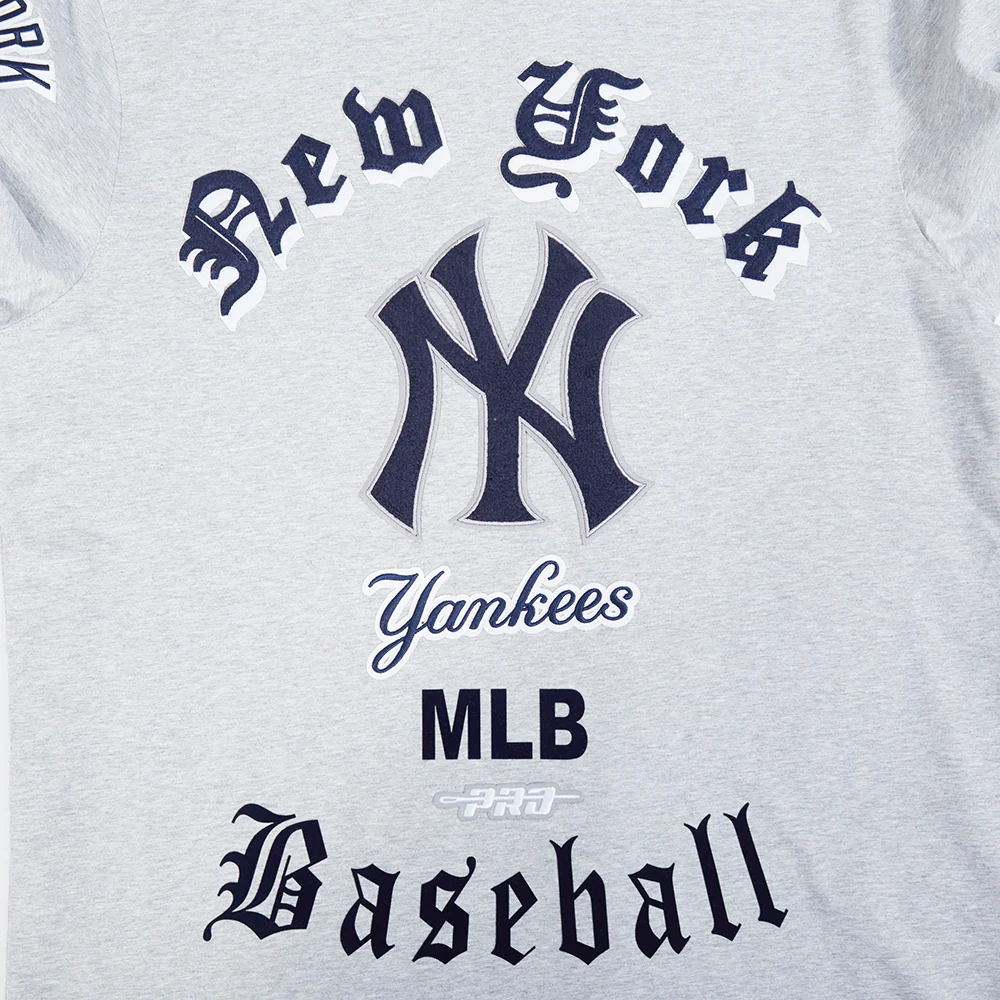 MLB NEW YORK YANKEES OLD ENGLISH MEN'S TOP (HEATHER GREY) - Image 6