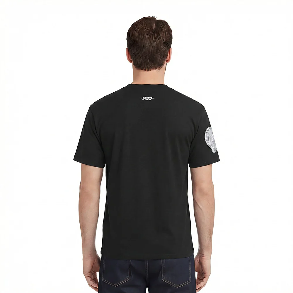 MLB NEW YORK YANKEES REVERSE FRENCH TERRY MEN'S COTTON JERSEY DROP SHOULDER TOP (BLACK) - Image 2