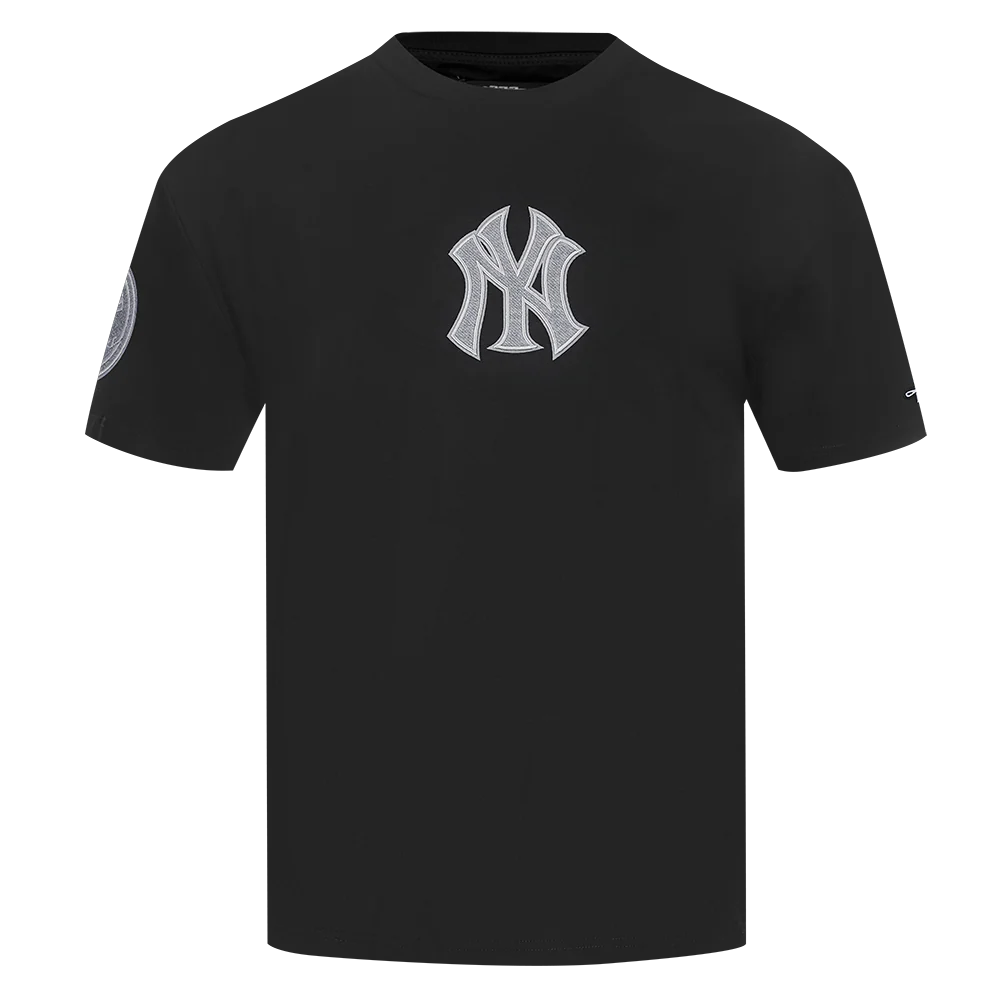 MLB NEW YORK YANKEES REVERSE FRENCH TERRY MEN'S COTTON JERSEY DROP SHOULDER TOP (BLACK) - Image 5