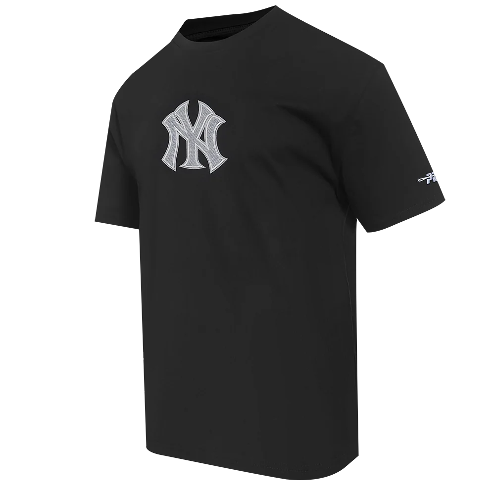 MLB NEW YORK YANKEES REVERSE FRENCH TERRY MEN'S COTTON JERSEY DROP SHOULDER TOP (BLACK) - Image 6