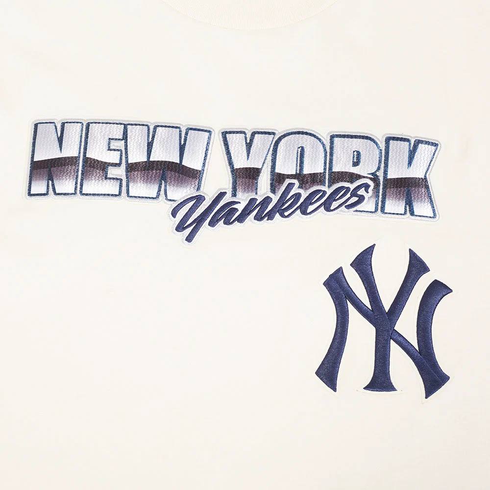 MLB NEW YORK YANKEES CHROME MEN'S COTTON JERSEY DROP SHOULDER TOP (EGGSHELL) - Image 5